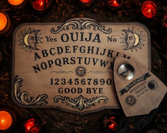 Ouija Board in Engraved Wood, Model "CLASSIQUE TWO" | Esoteric Divination Tool | Gothic Spiritual Decoration | Halloween Accessory