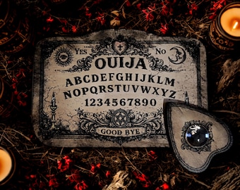 Esoteric Ouija Board – Handcrafted Spirit Board with Mystical Symbols – Occult Decoration – Ritual Accessory, Wooden Mystical Decor
