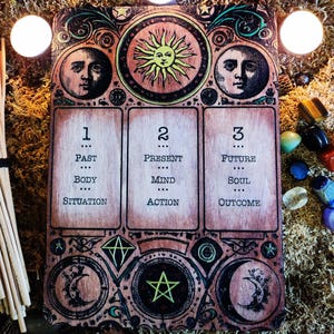 Tarot et Oracle - plateau ésotérique - Art Divinatoire - pour la pratique de la divination en Cartomancie et Tarologie - Ésotérisme Voyance