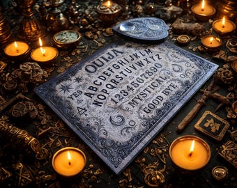 Ouija Board Mystical Wood Engraved, Handcrafted Spiritual Board, Esoteric Divination, Spiritism, Occult, Divinatory Practice & Decoration