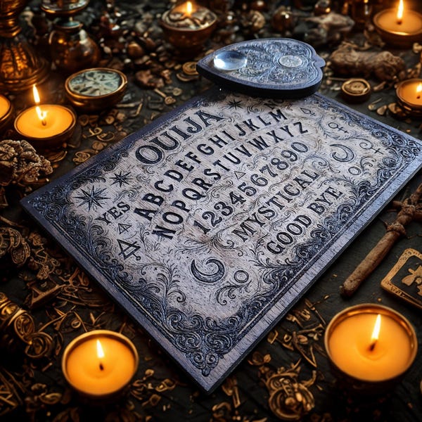 Mystical Ouija Board Engraved on Wood, Handcrafted Spiritual Board, Esoteric Divination, Spiritism, Occult, Divination Practice & Decoration