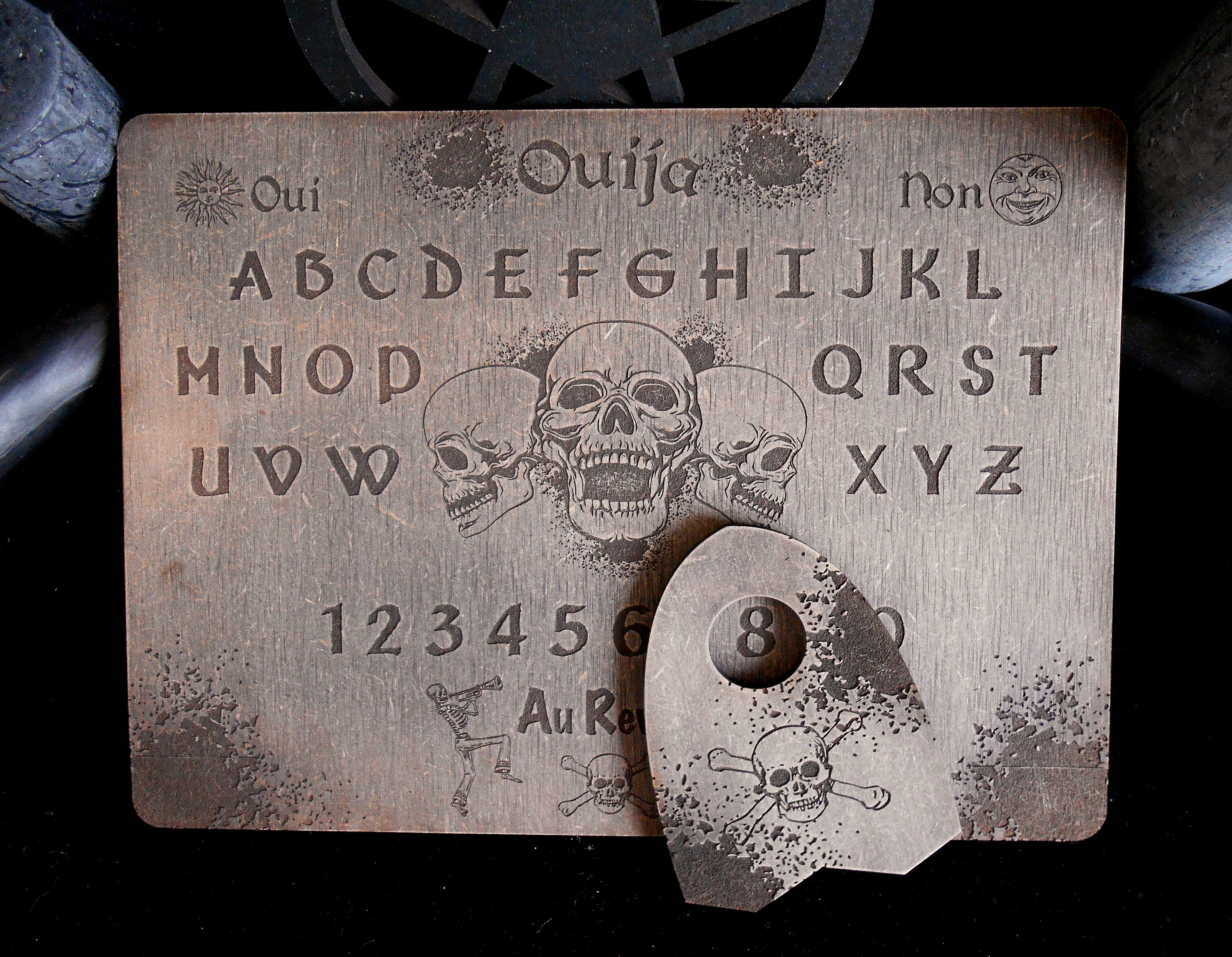 Ouija, Ouija Board, Planche Ouija, Planchette Squelette, Spiritisme, Occulte, de Divination, Oui-Ja
