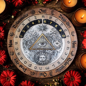 Esotericism - Spiritual Divination Board Engraved on Wood - Connection to Cosmic Mysteries and Energies, Powerful Divinatory Tool!