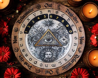 Esotericism - Spiritual Divination Board Engraved on Wood - Connection to Cosmic Mysteries and Energies, Powerful Divinatory Tool!