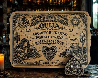 Engraved wooden Ouija board - "DREAM" model - Handcrafted divination board, mystical Victorian style, spiritualism & esotericism.