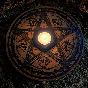 Sacred Pentacle, Pentagram, Ritual and Spell, Witchcraft, Esotericism, Occult Magic, Protection Altar.