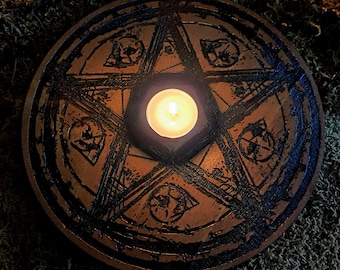Sacred Pentacle, Pentagram, Ritual and Spell, Witchcraft, Esotericism, Occult Magic, Protection Altar.