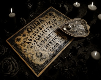 Ouija "Ancient Divination" Engraved Wooden Ouija Board for Spiritual Connection, Sacred Instrument of Divination and Esoteric Magic.