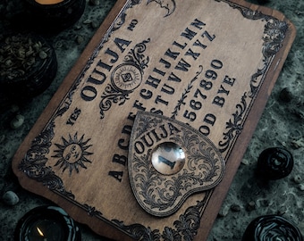 Handcrafted Ouija Spirit Board Engraved Wood Divination Tool