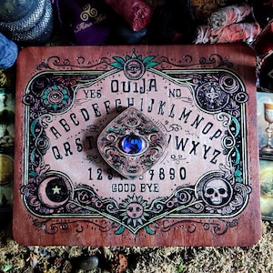 秘教、ウィジャボード「アルカディア・セレスト」、本物の木彫りウィジャボード、神秘的なオブジェ、ゴシック様式の装飾、心霊術