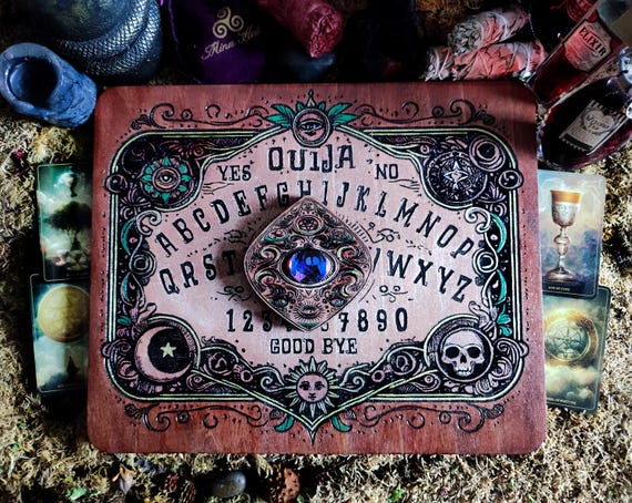 Esotérisme , Planche Ouija "Arcadia Celeste" , Authentique Planche Ouija gravée sur bois , Objet Mystique , Décoration Gothique , Spiritisme
