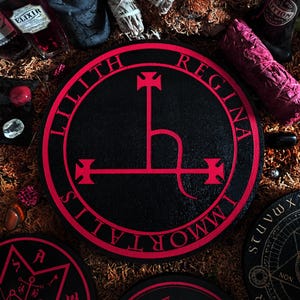 Esotericism LILITH REGINA IMMORTALIS Mystical Tray, Magic Altar, Witchcraft and Mystical Magic. Rare object for occult decoration.