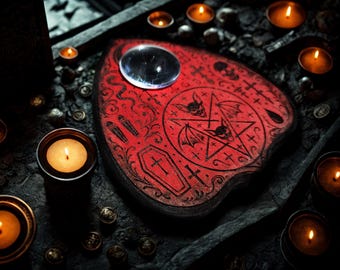 Ouija Vampire, esotericism Ouija Gothic “Blood Moon” – Esoteric Accessory in Engraved Wood for Spiritism and Witch Decoration!