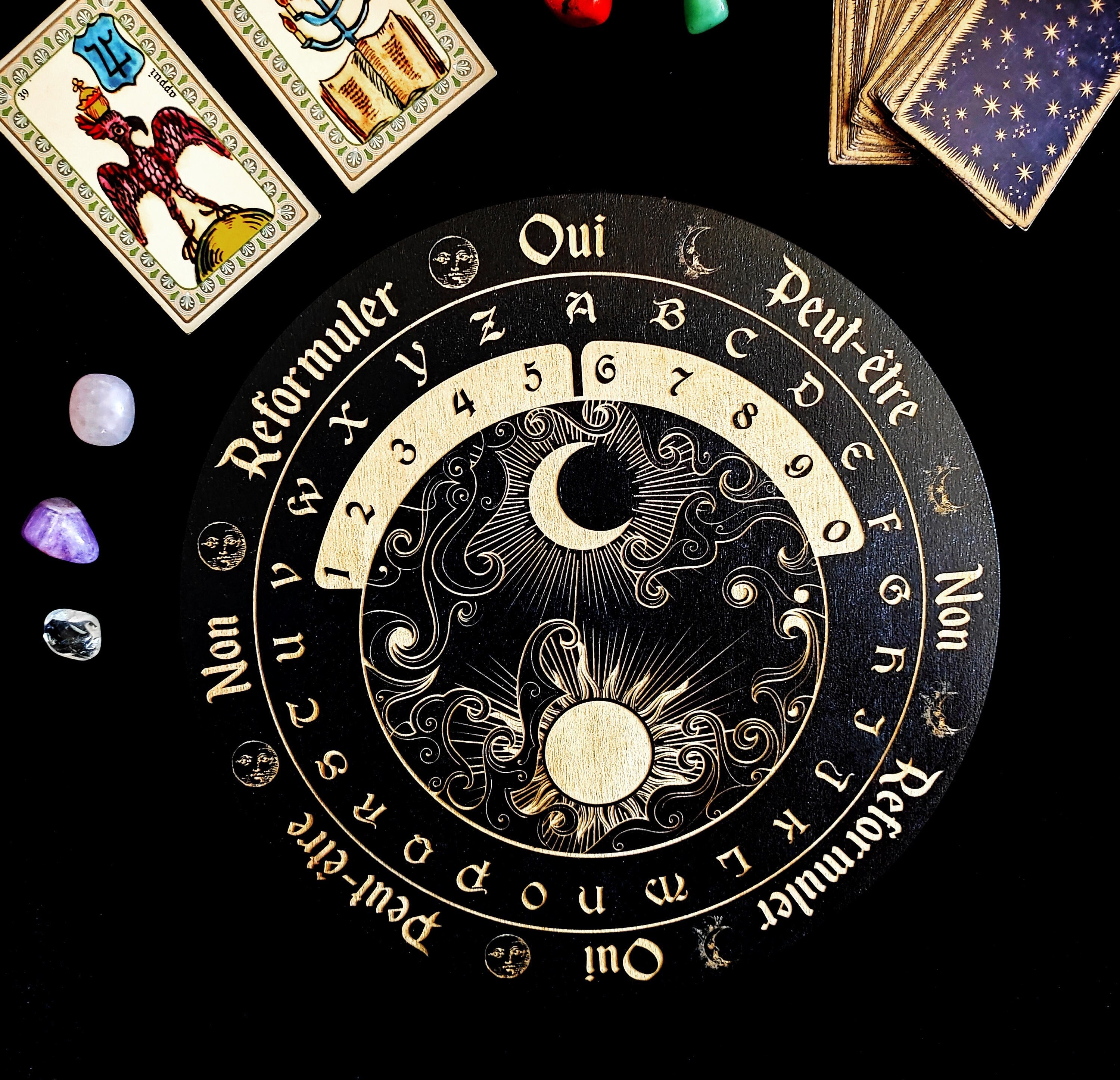 Planche Ouija en bois naturel - Selene Shop spiritism esoterism
