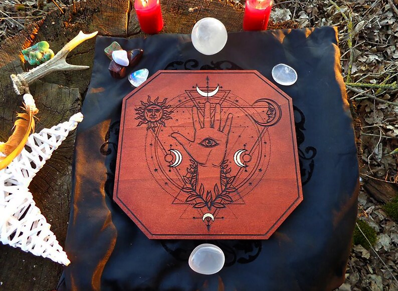 Miroir à Gratter Mural En Bois - Thème Déesse Hécate, Style Wiccan/pagan, Couleur Bronze Et Noir - Neuf