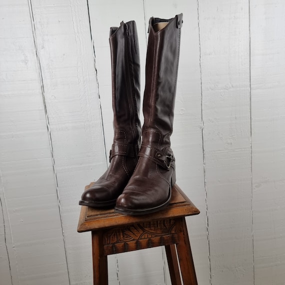 Vintage Leather Boots Brown Leather Boots Knee-hi… - image 2
