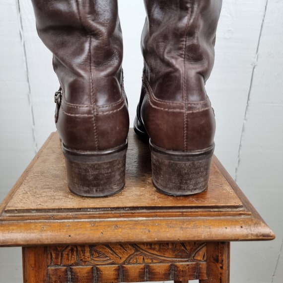 Vintage Leather Boots Brown Leather Boots Knee-hi… - image 4