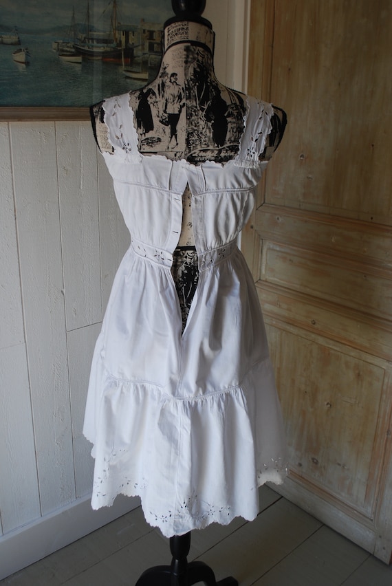 Antique Dress, White Cotton Dress, Hand Embroider… - image 7