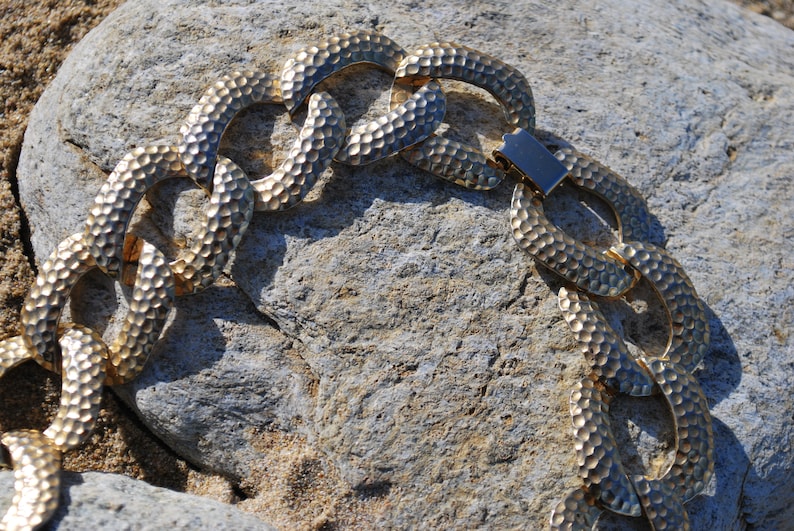 Chunky Chain Vintage Choker Necklace 1980/'s Gold Tone Necklace