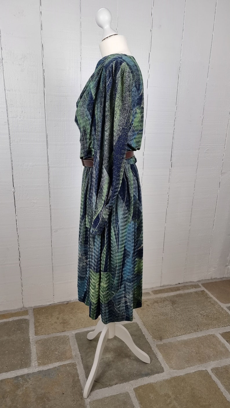 Vintage Grünes Kleid 1980er Blaues und Grünes Kleid Florales - Etsy