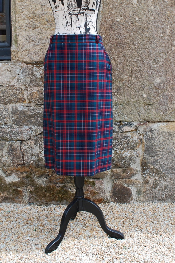 Tartan Skirt Size: L Vintage Skirt Wool Mix Made … - image 2