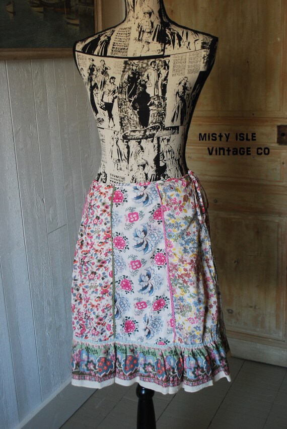 Boho Floral Skirt, Size: Medium, Wrap Round Skirt,