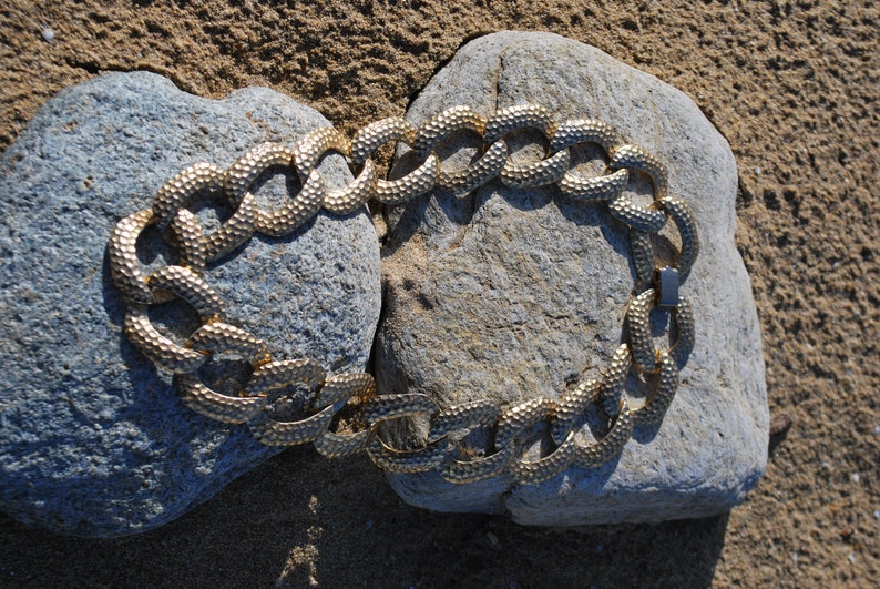 Chunky Chain Vintage Choker Necklace 1980/'s Gold Tone Necklace