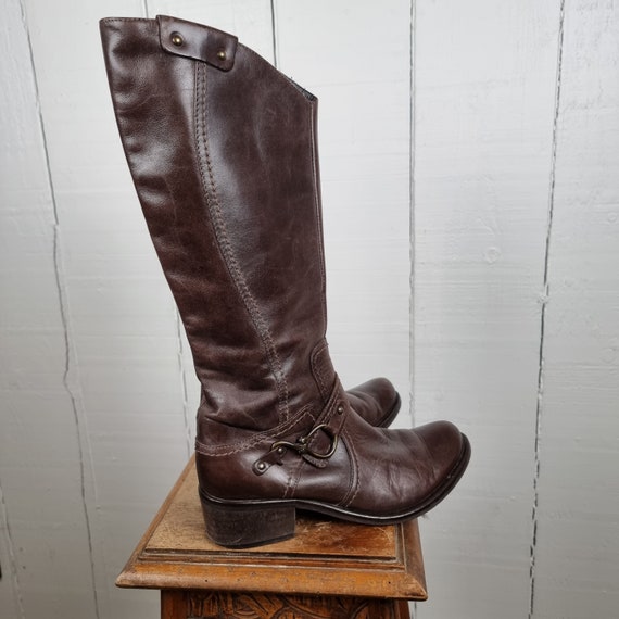 Vintage Leather Boots Brown Leather Boots Knee-hi… - image 5