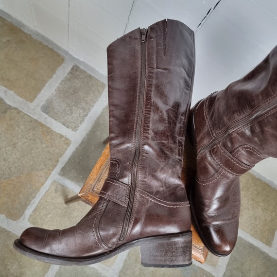 Vintage Leather Boots Brown Leather Boots Knee-hi… - image 7