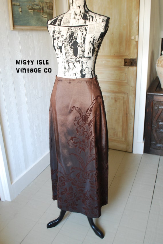 1990's Brown Skirt, Size: Small, Floral Skirt, Boh