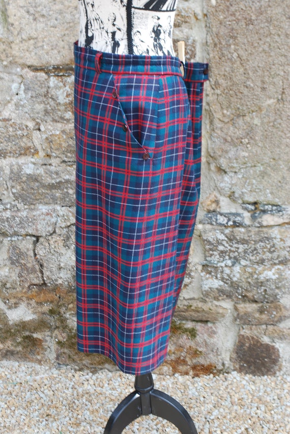 Tartan Skirt Size: L Vintage Skirt Wool Mix Made … - image 4