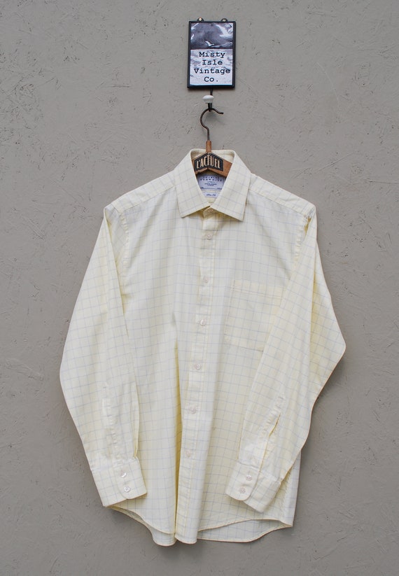 Vintage Shirt, 1990's Yellow Shirt, Checkered Shir
