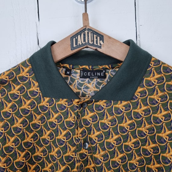 オープンセール 福袋 FrenchBritVintage Céline Poloshirt Gold Green Poloshirt Funky Poloshirt Vintage Celine Poloshirt Funky Poloshirt Vintage Designer Wear トップス