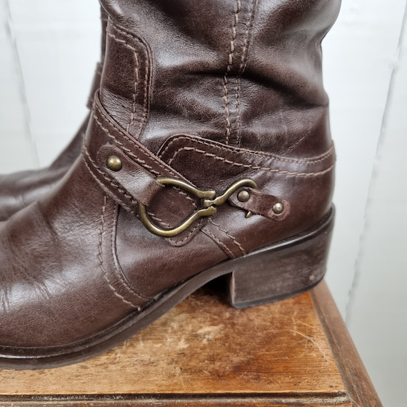 Vintage Leather Boots Brown Leather Boots Knee-hi… - image 3
