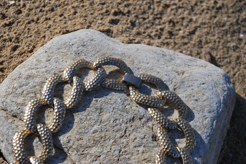 Chunky Chain Vintage Choker Necklace 1980/'s Gold Tone Necklace