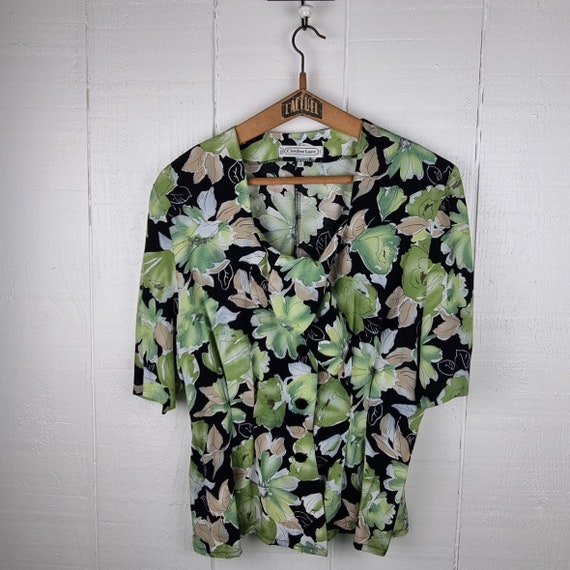 Vintage Floral Blouse by Christine Laure Button up Shirt Size