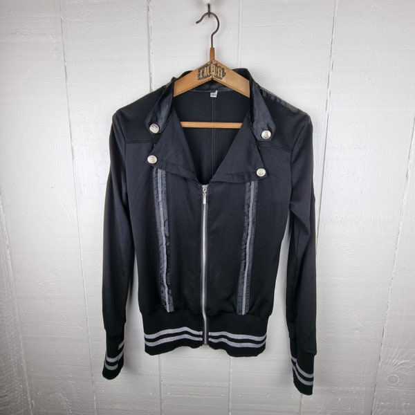 Lightweight Jacket, 90's Zipper Top, Size: M, Black Jacket, Goth Style, Grunge Aesthetic