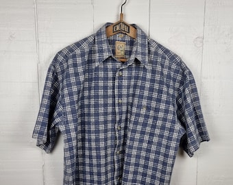 Vintage Blue Shirt, Size: Large, C&A Shirt, 1980's Checkered Shirt, Pale Blue Shirt, Button Up Shirt, Cotton Shirt