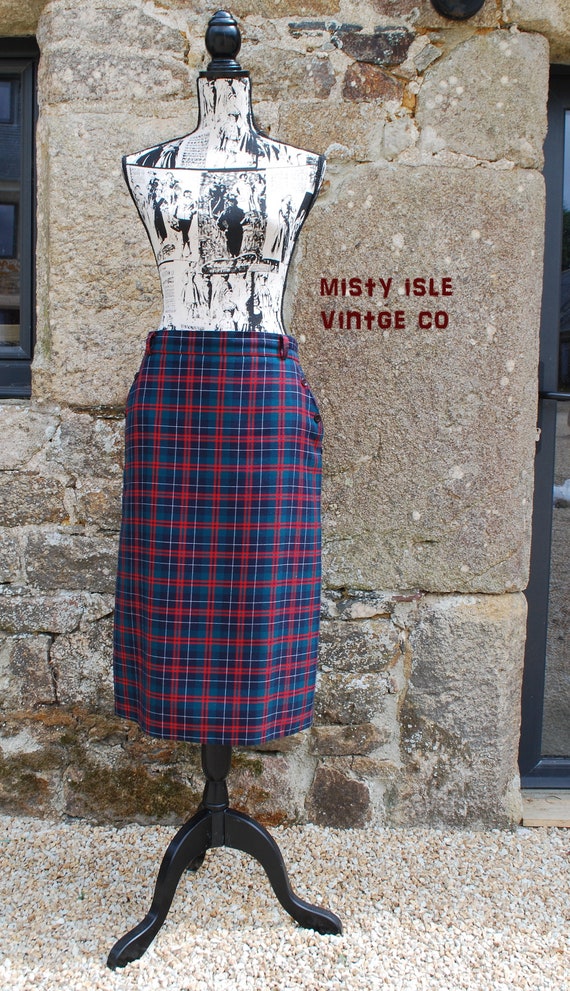 Tartan Skirt Size: L Vintage Skirt Wool Mix Made … - image 1