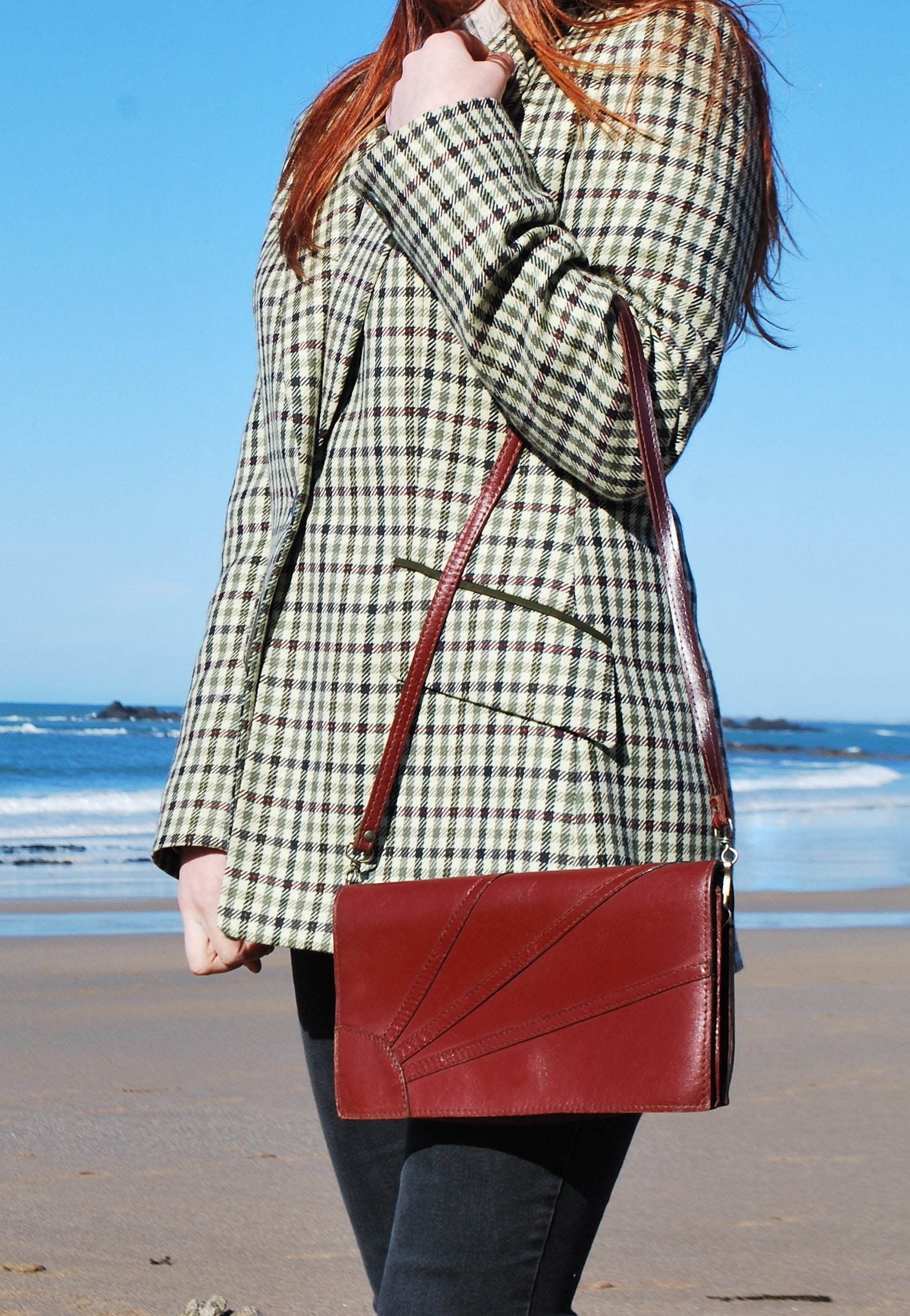 70s Leather Handbag| Vintage Classic Nierhaus Shoulderbag| Women's Grey Minimalist Crossbody Bag