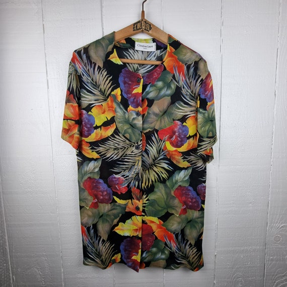 Vintage Floral Blouse by Christine Laure Button up Shirt Size