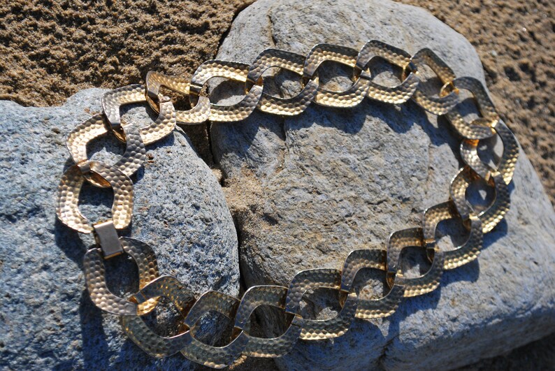 Chunky Chain Vintage Choker Necklace 1980/'s Gold Tone Necklace