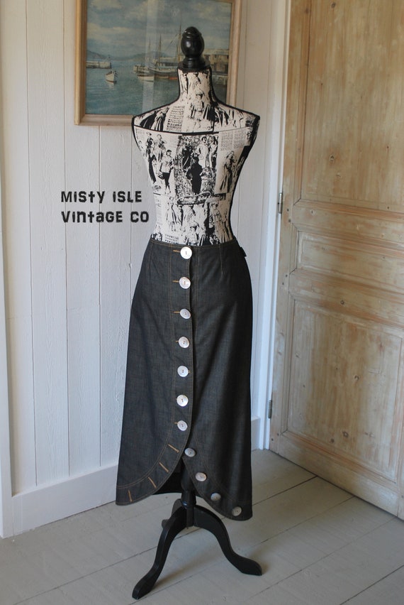 Vintage 1990s Denim Skirt, Jean Denim Skirt SIZE: