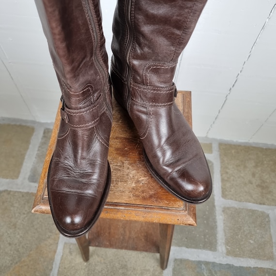 Vintage Leather Boots Brown Leather Boots Knee-hi… - image 6