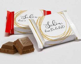 Gastgeschenk Ritter Sport Mini fertig gebastelt mit personalisierter Banderole ohne Kleben ab 0,89 EUR