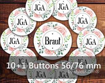 Set JGA Buttons #30 Braut + JGA floral romantisch