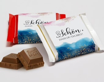 Ritter Sport Mini Banderole | personalisiert | mit o. ohne Schokolade ab 0,50 EUR inkl. MwSt. | Gastgeschenk zur Hochzeit, Kommunion etc.