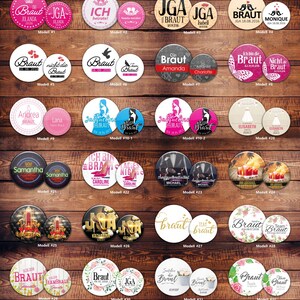 JGA Button Set #3: 10 + 1 personalisierte Buttons (56/76 mm groß) für ...