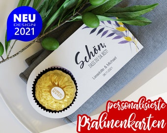 Pralinenverpackung VIOLET DREAM "Schön dass Du da bist" | personalisierte Konfekt-Karte für süßes Naschwerk | verschiedene Designs