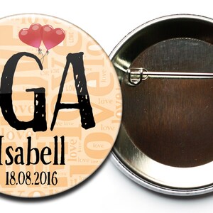 JGA Button Set #3: 10 + 1 personalisierte Buttons (56/76 mm groß) für ...